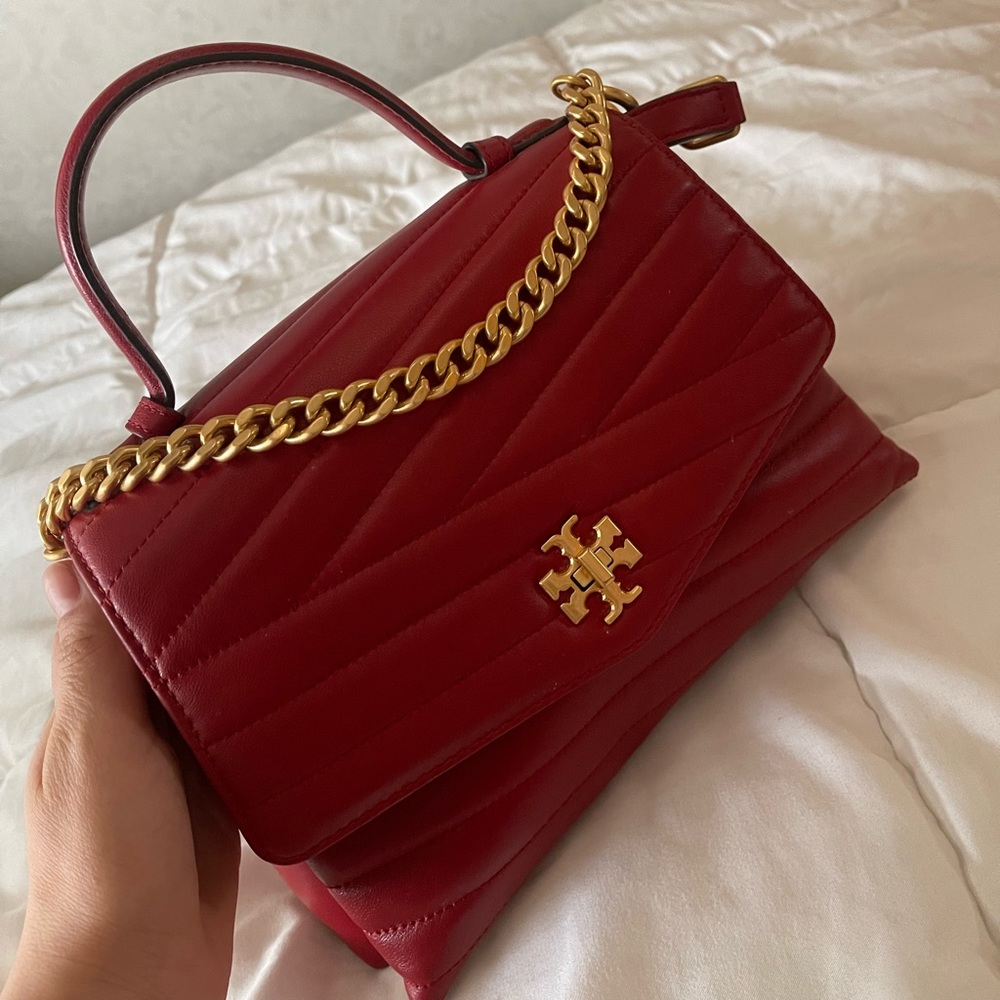 Tory burch kira chevron top handle bag in red. Authentic. - Picture 2 of 3